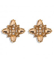 Acrylic Flower Pattern High Fashion Women Earrings - Champagne