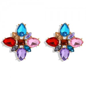 Acrylic Flower Pattern High Fashion Women Earrings - Multicolor