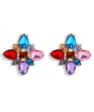 Acrylic Flower Pattern High Fashion Women Earrings - Multicolor