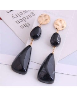 Resin Waterdrops Cluster Design High Fashion Costume Earrings - Black