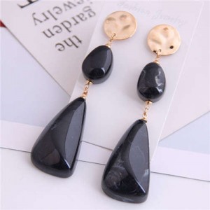 Resin Waterdrops Cluster Design High Fashion Costume Earrings - Black