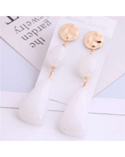 Resin Waterdrops Cluster Design High Fashion Costume Earrings - White