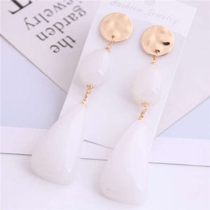 Resin Waterdrops Cluster Design High Fashion Costume Earrings - White