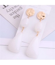 Resin Waterdrops Cluster Design High Fashion Costume Earrings - White