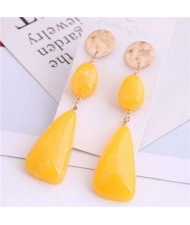 Resin Waterdrops Cluster Design High Fashion Costume Earrings - Yellow