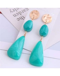 Resin Waterdrops Cluster Design High Fashion Costume Earrings - Blue