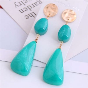 Resin Waterdrops Cluster Design High Fashion Costume Earrings - Blue