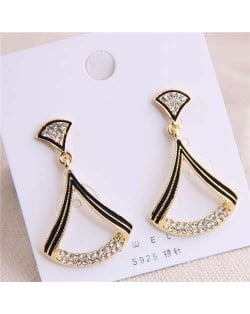 Rhinestone Embellished Hollow Ginkgo Leaves Inspired Korean Fashion Women Earrings