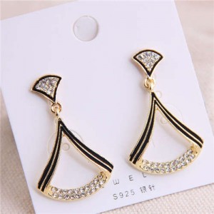 Rhinestone Embellished Hollow Ginkgo Leaves Inspired Korean Fashion Women Earrings