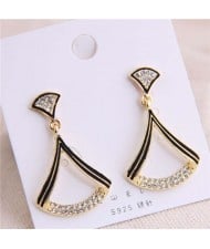 Rhinestone Embellished Hollow Ginkgo Leaves Inspired Korean Fashion Women Earrings
