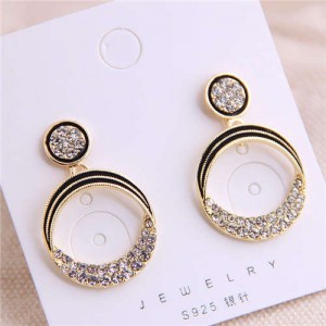 Shining Hoop Design Korean Fashion Women Alloy Earrings