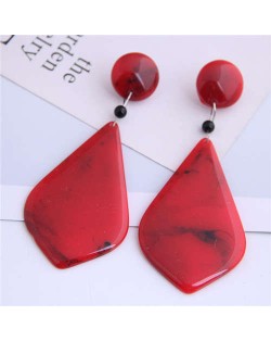 Resin Waterdrop Inspired High Fashion Women Costume Earrings - Red