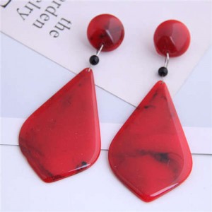 Resin Waterdrop Inspired High Fashion Women Costume Earrings - Red
