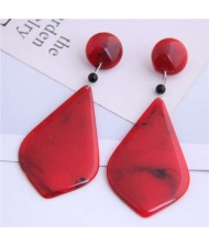 Resin Waterdrop Inspired High Fashion Women Costume Earrings - Red