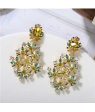 Glistening Hollow Flowers Pattern High Fashion Women Statement Earrings