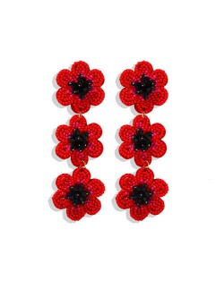 Beads Weaving Tiny Flowers Cluster Design Bohemian Fashion Women Earrings