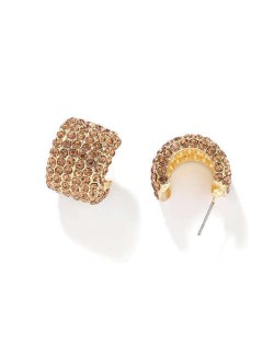 Glistening Semi-circle Shape Party Fashion Women Alloy Earrings - Champagne