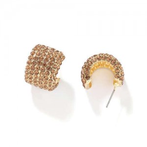 Glistening Semi-circle Shape Party Fashion Women Alloy Earrings - Champagne