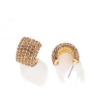 Glistening Semi-circle Shape Party Fashion Women Alloy Earrings - Champagne
