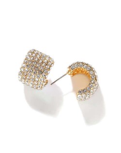 Glistening Semi-circle Shape Party Fashion Women Alloy Earrings - Clear