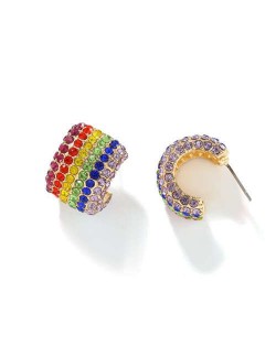 Glistening Semi-circle Shape Party Fashion Women Alloy Earrings - Multicolor