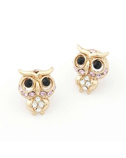 Rhinestone Cute Night Owl Korean Fashion Women Alloy Earrings
