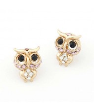 Rhinestone Cute Night Owl Korean Fashion Women Alloy Earrings