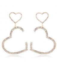 Twin Heart Gorgeous Design Shining Women Alloy Earrings - Golden