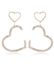 Twin Heart Gorgeous Design Shining Women Alloy Earrings - Golden