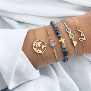 Mixed Elements Love High Fashion Women Bracelets Combo