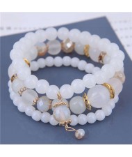 Acrylic Beads Triple Layers Graceful Fashion Women Bracelets - White