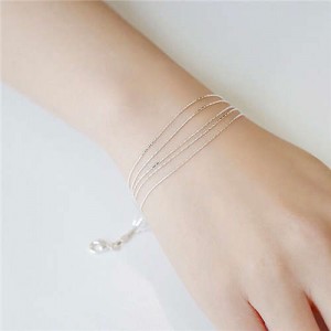 Slim Style Five Layers White Copper Korean Fashion Women Bracelet