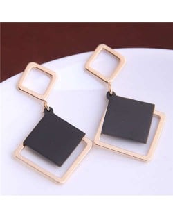 Korean Fashion Squares Design Sweet Dangling Style Alloy Women Costume Earrings