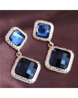 Glass Gem Embellished Vintage Baroque Genre Square Shape Women Alloy Fashion Earrings