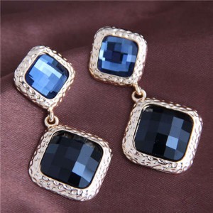 Glass Gem Embellished Vintage Baroque Genre Square Shape Women Alloy Fashion Earrings