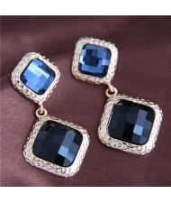Glass Gem Embellished Vintage Baroque Genre Square Shape Women Alloy Fashion Earrings