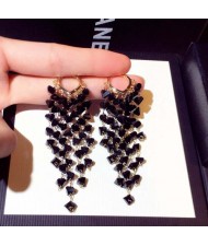 Delicate Grapes Cluster Design Handmade Women Alloy Fashion Earrings - Black