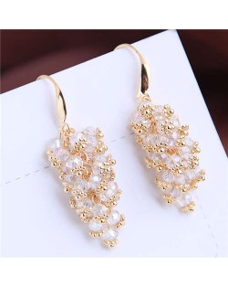 Delicate Grapes Cluster Design Handmade Women Alloy Fashion Earrings - White