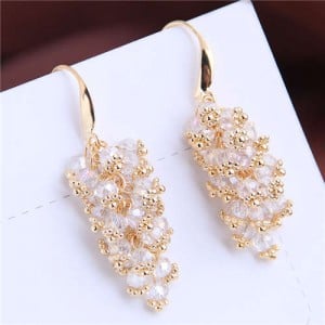 Delicate Grapes Cluster Design Handmade Women Alloy Fashion Earrings - White