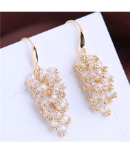 Delicate Grapes Cluster Design Handmade Women Alloy Fashion Earrings - White