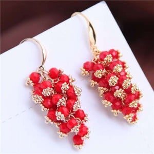 Delicate Grapes Cluster Design Handmade Women Alloy Fashion Earrings - Red