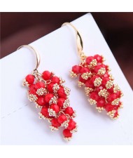 Delicate Grapes Cluster Design Handmade Women Alloy Fashion Earrings - Red