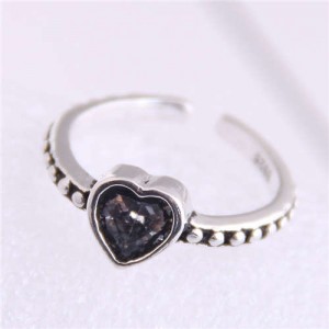 Vintage Fashion Heart Design Adjustable Size Copper Ring