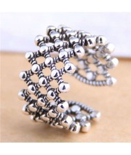 Vintage Hollow Weaving Pattern Open-end Design High Fashion Women Ring