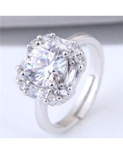 Sweet Square Shape Cubic Zirconia Wedding Fashion Adjustable Size Women Ring