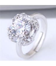 Sweet Square Shape Cubic Zirconia Wedding Fashion Adjustable Size Women Ring
