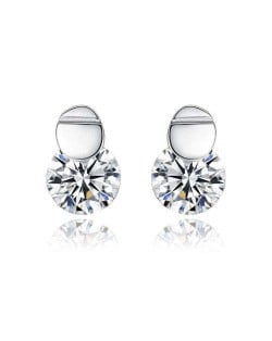 Cubic Zirconia Embellished Simple Fashion 925 Sterling Silver Women Earrings