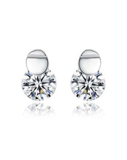 Cubic Zirconia Embellished Simple Fashion 925 Sterling Silver Women Earrings