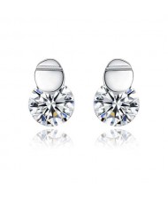 Cubic Zirconia Embellished Simple Fashion 925 Sterling Silver Women Earrings