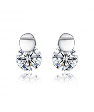 Cubic Zirconia Embellished Simple Fashion 925 Sterling Silver Women Earrings